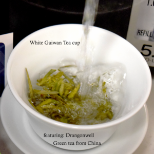steeping dragonwell with Gaiwan tea cup
