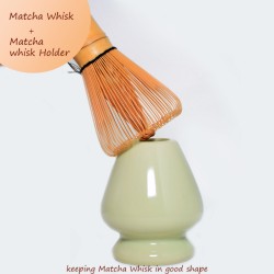 Green Matcha Whisk Holder Set w/ Bamboo Whisk Scoop