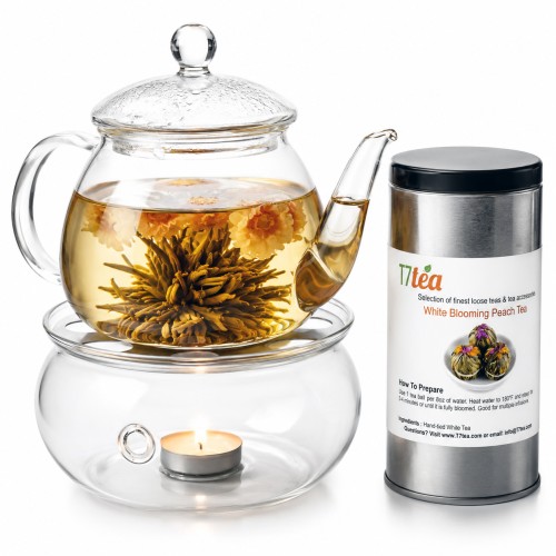 Blooming Tea Gift Set with Glass Teapot & Warmer