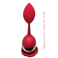 Silicone Tea Infuser Leaf with Holder (red)